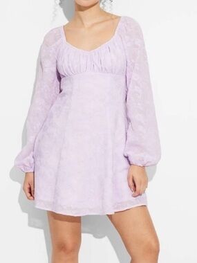Wild Fable lilac fit & flare bishop long sleeves backless mini dress fairycore L